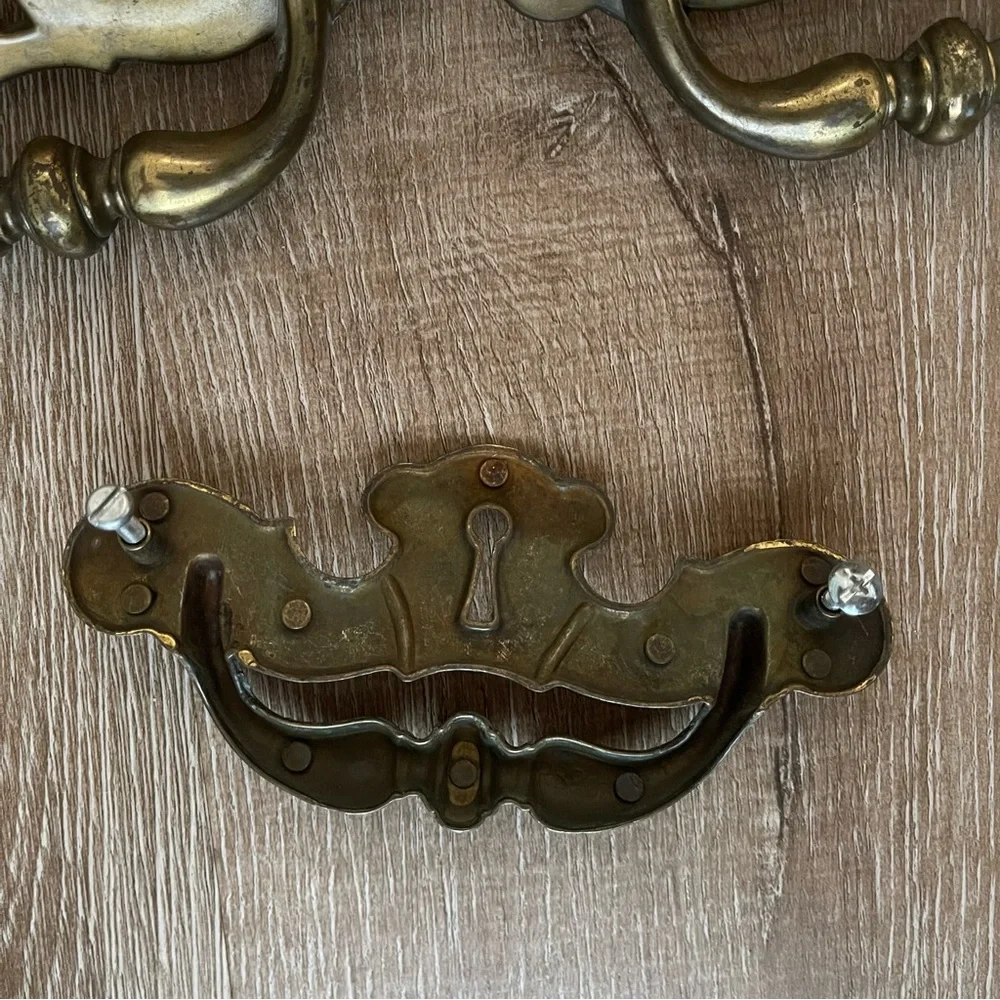 Vintage Antique-Style Brass Drawer Pulls - Set of 5